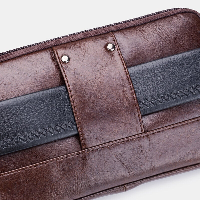 Vintage Genuine Leather 6.4" Phone Waist Bag for Business