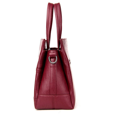 3 Main Pockets Women Casual PU Leather Handbag Crossbody Bag