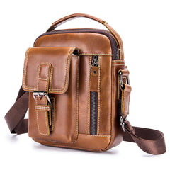 Men's Classic Leather Crossbody Bag - Casual Business Shoulder Handbag