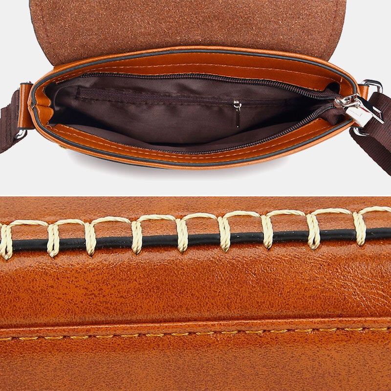 Men's Waterproof PU Leather Crossbody Bag with Anti-theft Pocket, Large Capacity, Wear-resistant