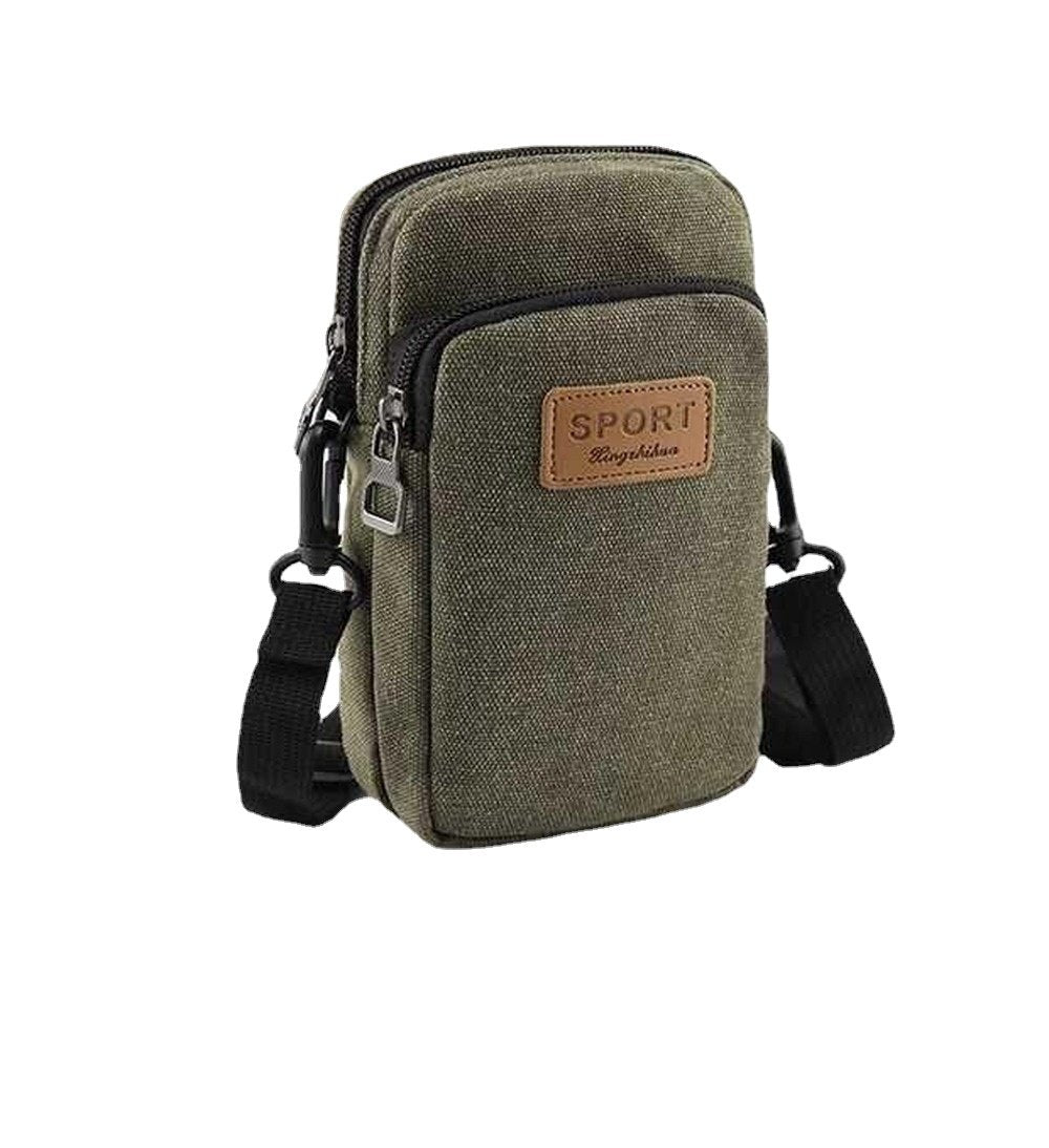 Universal Waterproof Multifunctional Men's Canvas Shoulder Bag For Phone Key