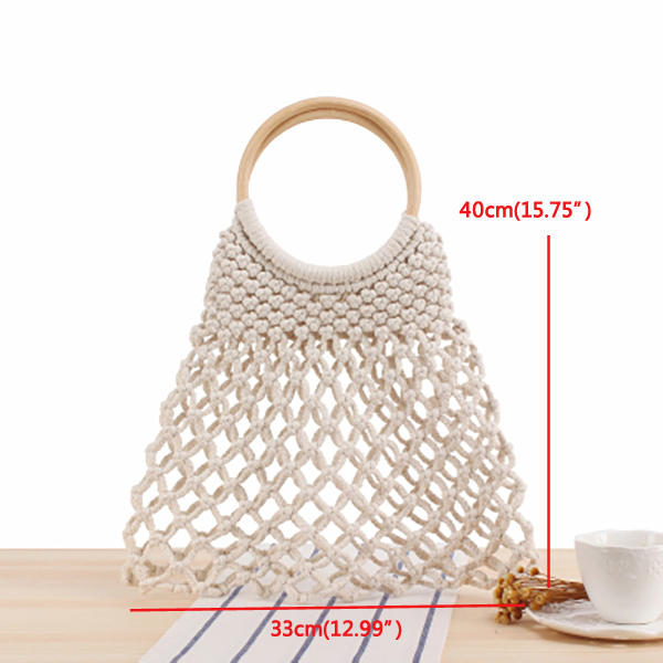 Casual Fabrics Net Beach Bag Solid Handbag For Women