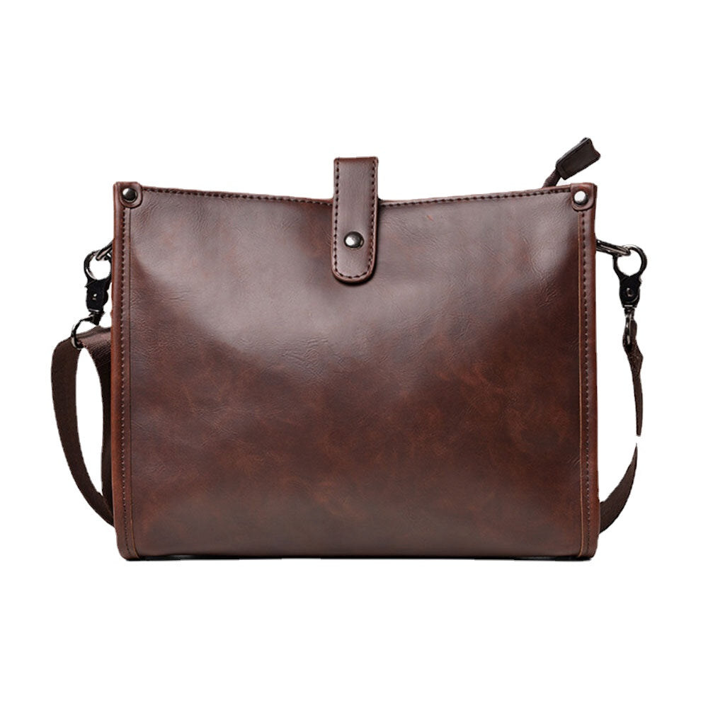 Men's Vintage Faux Leather Crossbody Bag - Large Capacity Shoulder Bag