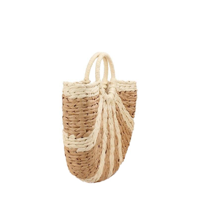 Fashionable Leisure Women's Woven Straw Handbag Solid Color