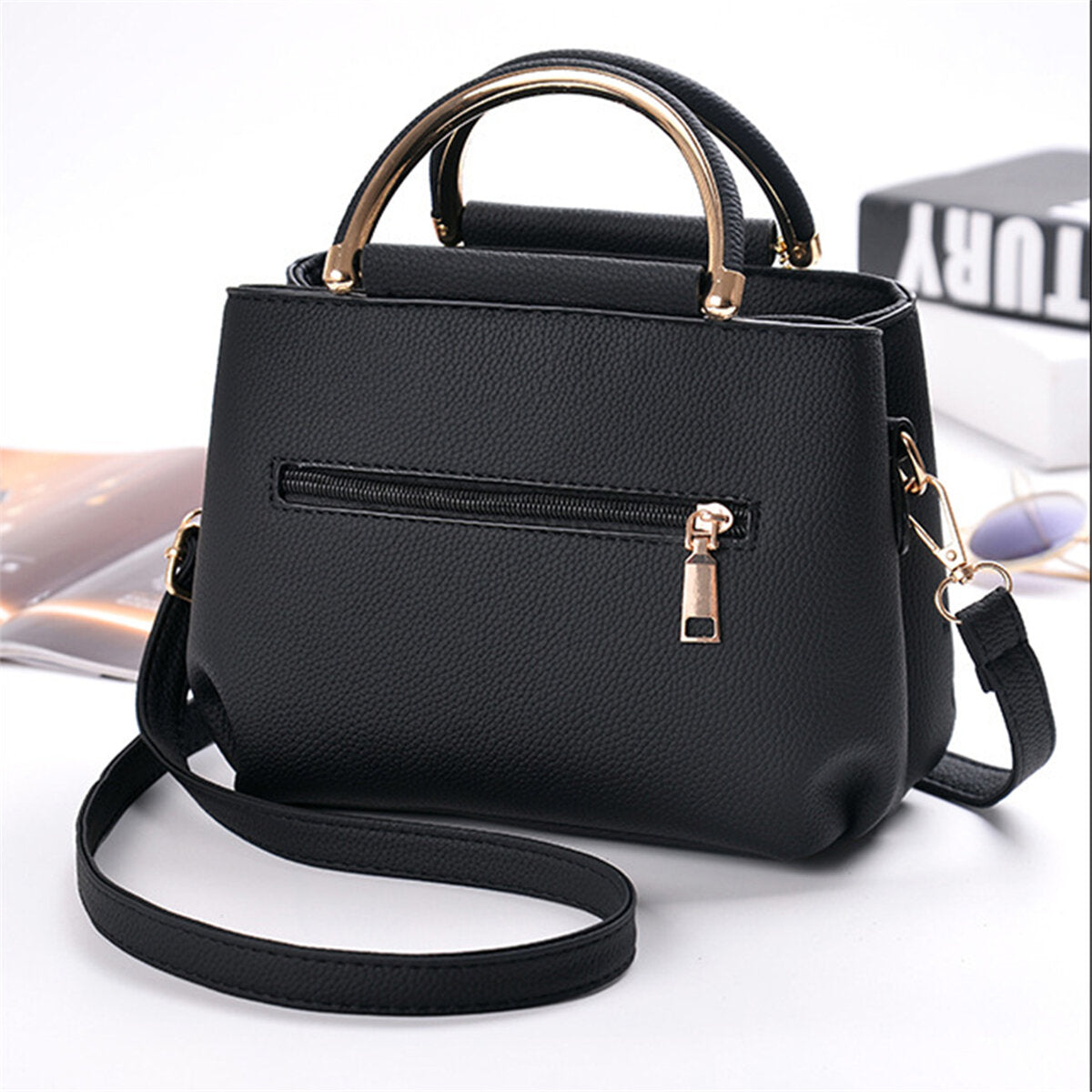 Women Faux Leather Flowers Parttern Lady Shoulder Bag Crossbody Tote Handbags