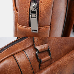 Men's Vintage PU Leather Multi-Pocket Messenger Crossbody Shoulder Bag