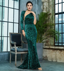 Love&Lemonade Open Back Separate Sleeve Elastic Sequins Long Dress LM81333-1 Autumn/Winter