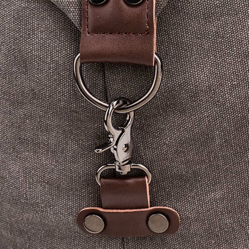 Men's Canvas PU Leather Multi-Pocket Travel Duffle Shoulder Bag