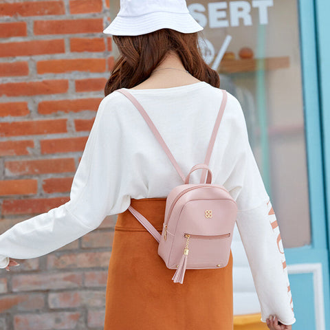 Women Fashion Pure Color Light Weight Large Capacity Backpack