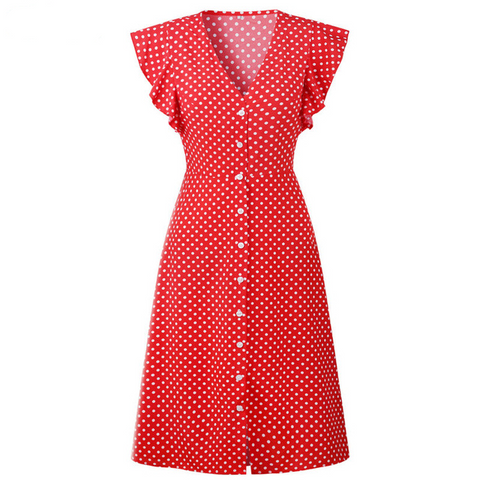 Polka Dot Dress For Women Office Midi