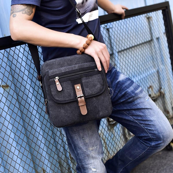 Men's Vintage Canvas Crossbody Bag - Multifunctional Shoulder Pack for Casual & Business Travel