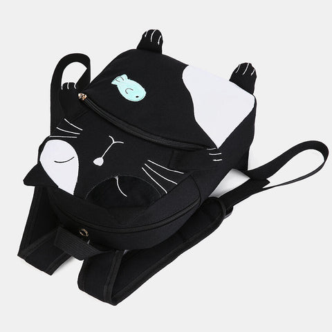 Women Cute Cat Canvas Large Capacity Backpack