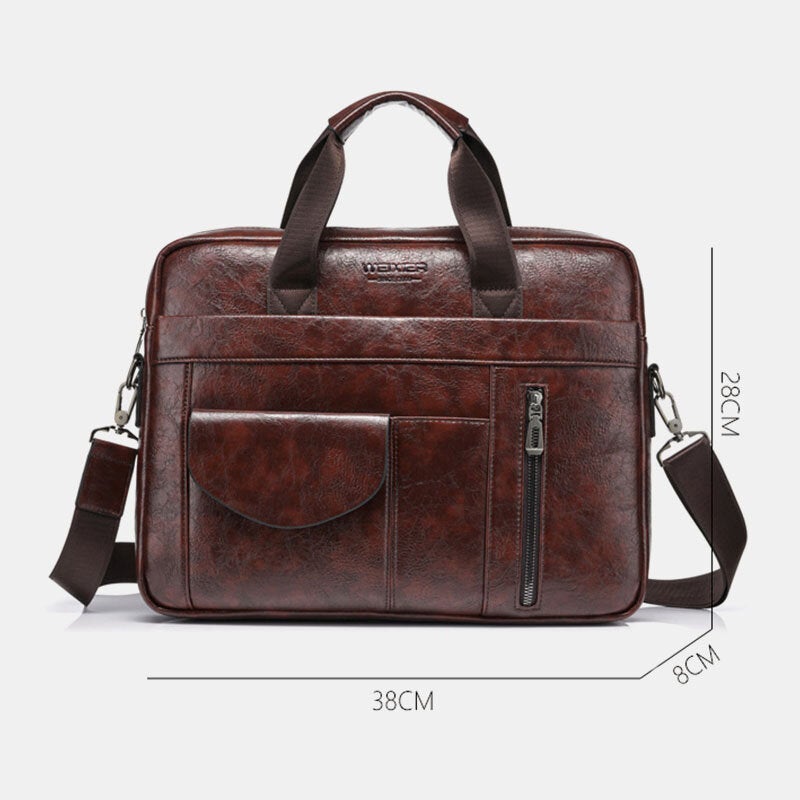 Men's Anti-theft Multi-pocket Crossbody Bag, Retro 13.3" Laptop Messenger & Shoulder Briefcase