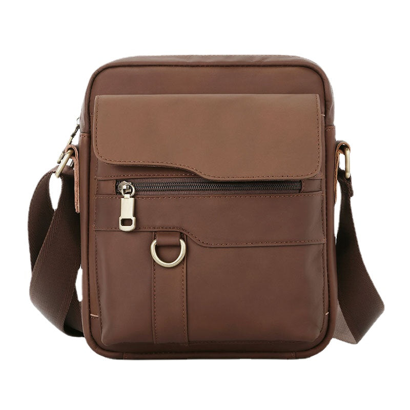 Men's Vintage Leather Crossbody Bag - Large Capacity, Fits 6.5" Phone, Casual Shoulder Messenger Bag