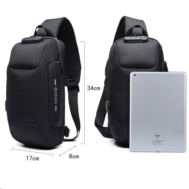 Men's Waterproof Anti-Theft USB Chest Bag - Large Capacity, Multifunctional Outdoor Use