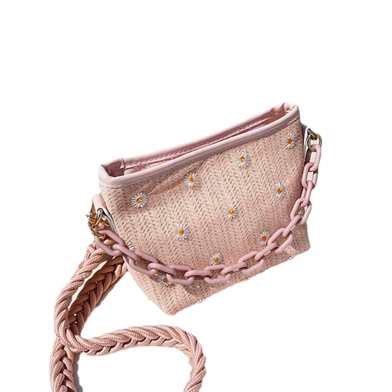 Women Travel Straw Daisy Handbag Crossbody Bag Shoulder