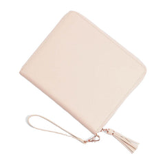 Women Leather Solid Color Multifunction Tassel 6 Card Slots Pen Phone Bag Clutch