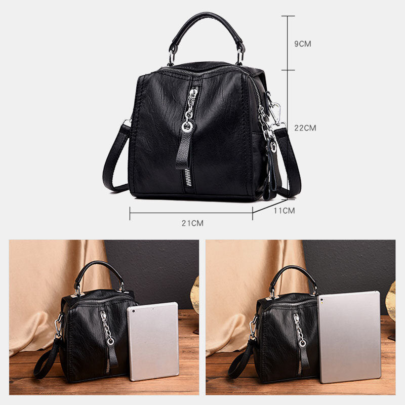 Women Genuine Leather Anti-theft Backpack Multi-function Multi-carry Bag Shoulder