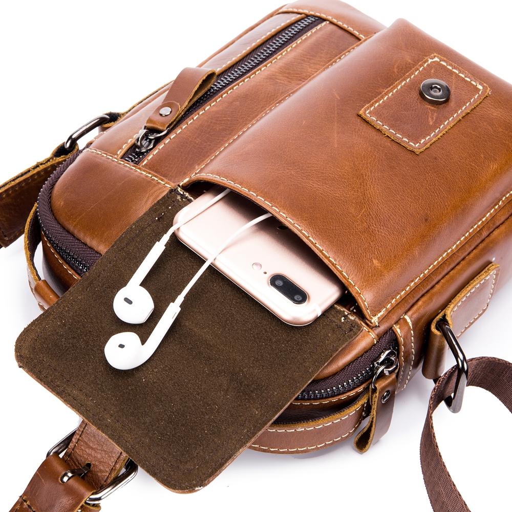 Men's Classic Leather Crossbody Bag - Casual Business Shoulder Handbag