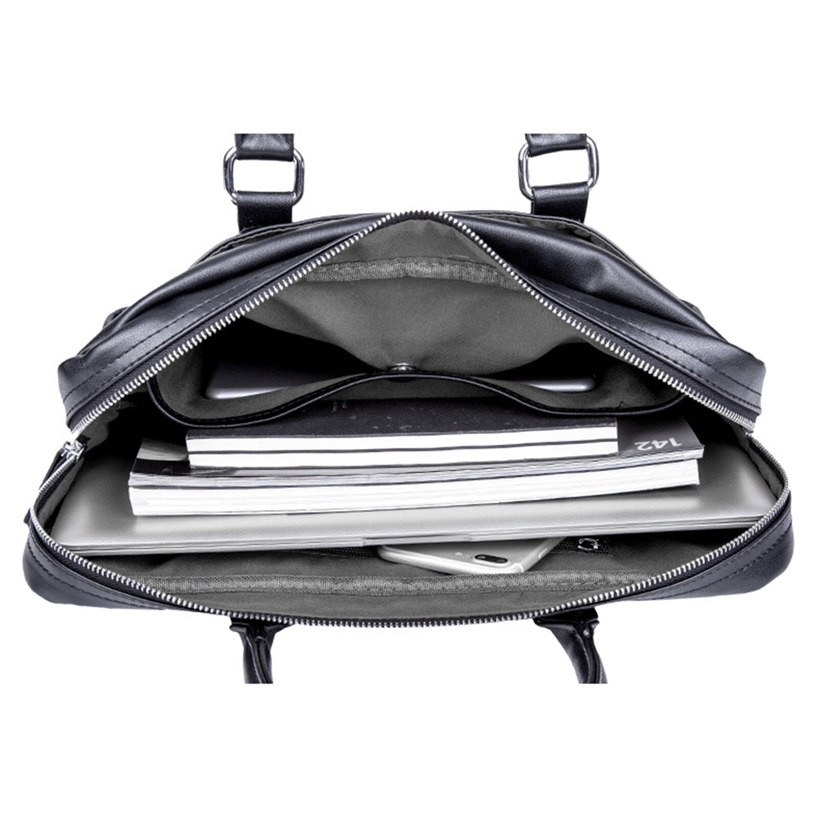 Men Artificial Leather Business Casual Briefcase Large Capacity Multifunctional Handbag Shoulder Messenger Bag