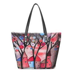 Women Colorful DIY Lamb Hair Bag Tote Shoulder