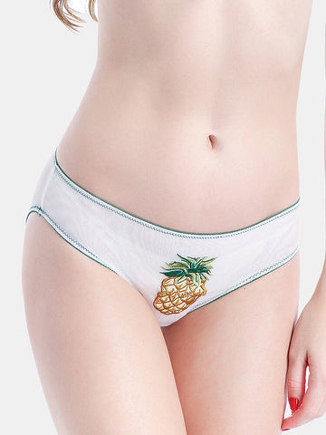Women Daisy Fruits Print Mesh Breathable Full Hip Panty