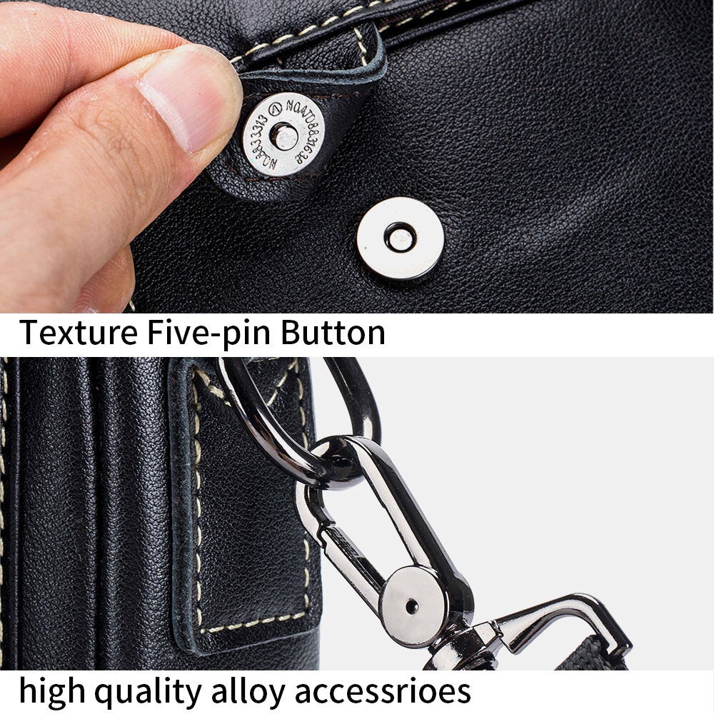 Men's Vintage Leather Waterproof Multi-pocket Crossbody Shoulder Bag