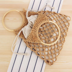 Casual Fabrics Net Beach Bag Solid Handbag For Women