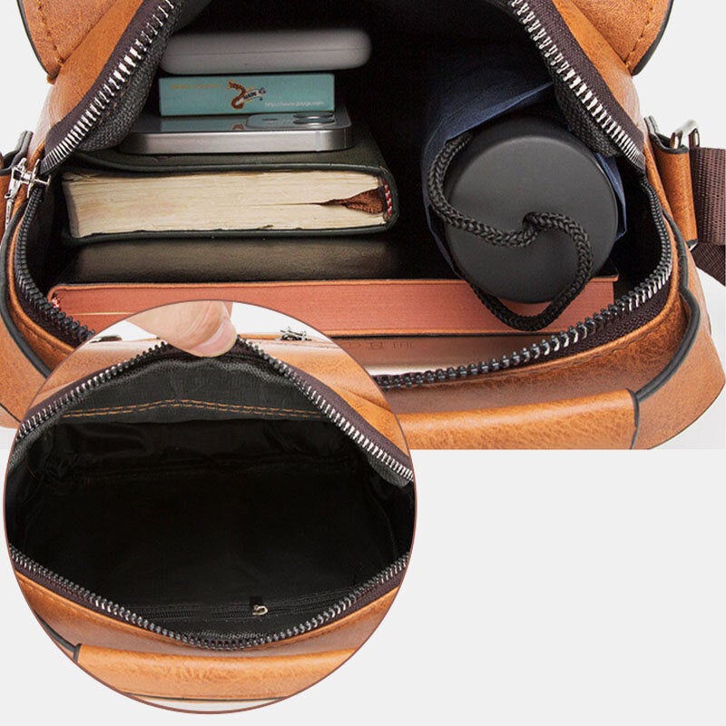 Men's Waterproof Multi-pocket Retro Crossbody Shoulder Bag - Large Capacity