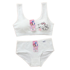 Comfortable Breathable Girls' Cartoon Pattern Cotton Underwear With Training Bra