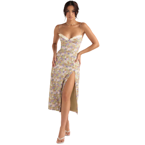 Simple Grace Lace Floral Slim-Fit Dress