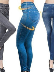 Print Ankle-Length Solid Color Denim Butt Lift High Waist Females Pants