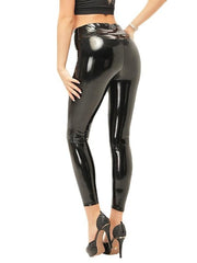 Women's PU Leather Pants Mid Waist Fashion Casual Solid Color Skinny