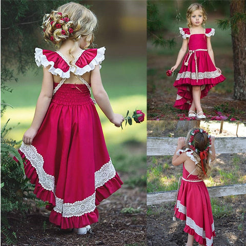 Pageant Toddler Ruffle Lace Sleeveless Party Dress For Girls