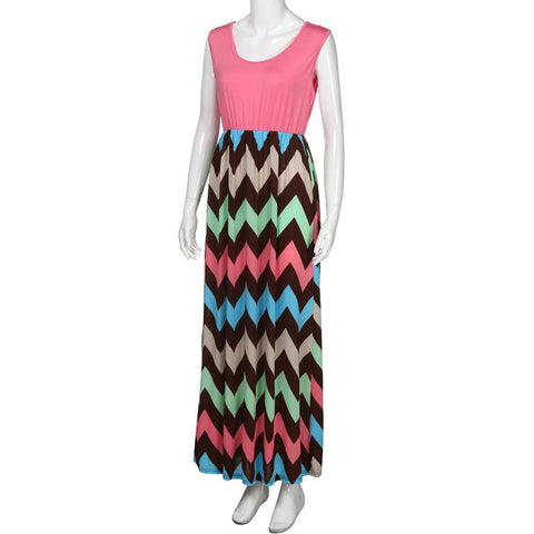 Bohemian Style Casual Ladies' Striped Long Dress For Beach Summer