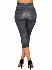 Women's Skinny Jeans Sporty Calf-Length Solid Color Pants