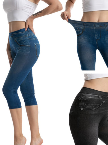 Women's Skinny Jeans Sporty Calf-Length Solid Color Pants