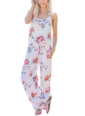 Trendy Casual Women's Floral Print Loose Jumpsuit
