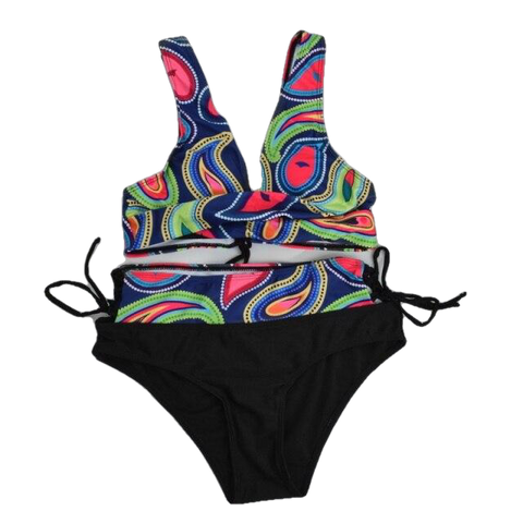 Sexy Ladies' High Waist Push Up Bikinis With Rainbow Striped 2 Pieces