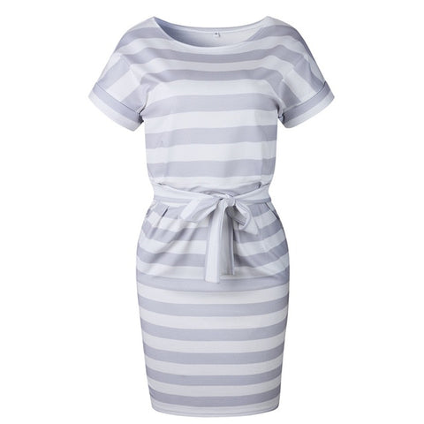 Cotton Wrap Short Sleeve Loose T Shirt Midi Wrap Dress - Sheseelady