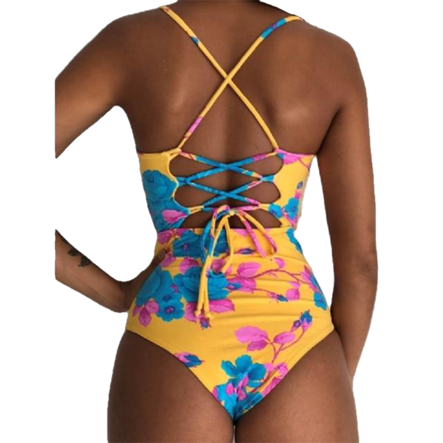 Maillot de bain sexy une pièce imprimé Body Crochet Bandage Bikini