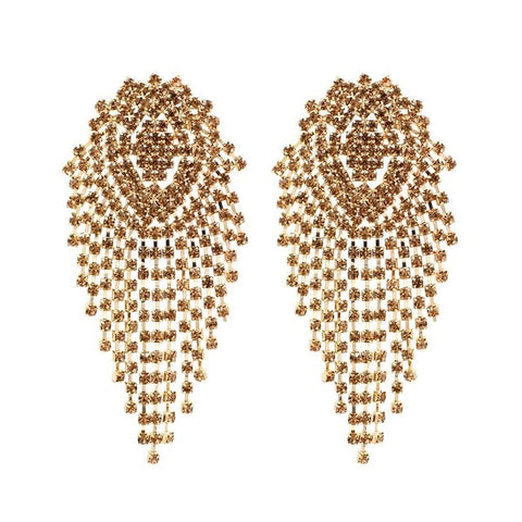 New Design Rhinestone Long Tassel Earrings High Quality Bohemian Big Dangle For Women Fashion Jewelry