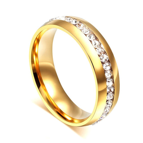 Anneau d'alliances d'or et en couleur personnalisé pour le cadeau commémoratif de bague de fiançailles d'acier inoxydable de 6 mm de bijouterie d'hommes de femmes