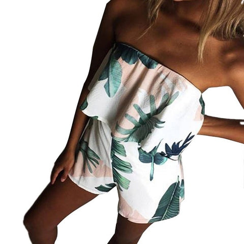 Summer Casual Women's Pleated Playsuit With Printed Pattern