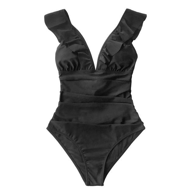 Sexy Ladies' Ruffled Lace-up Backless Beachwear