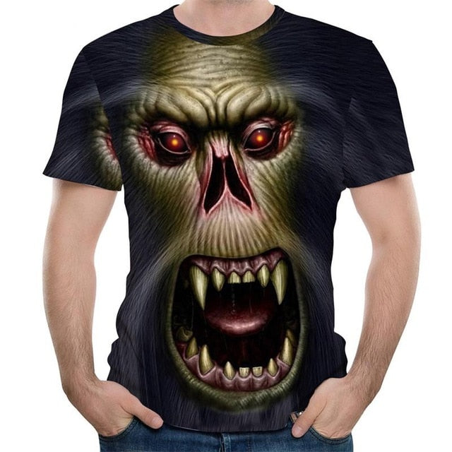 3D Printed Animal Monkey Short Sleeve T-Shirt - Sheseelady