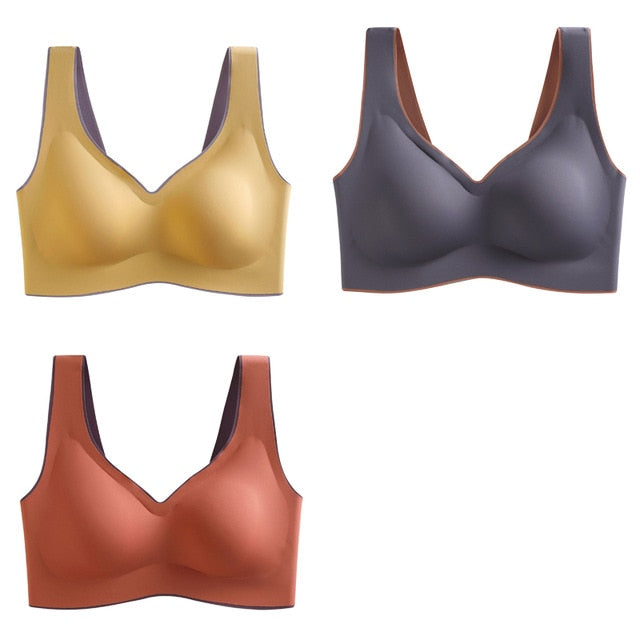 Breathable Shock-proof Women's Seamless Push Up Latex Bra