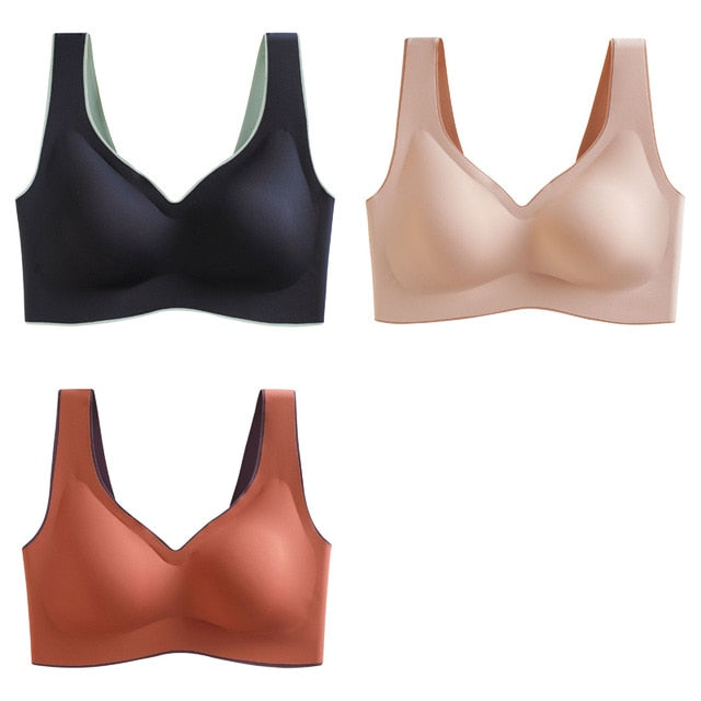 Breathable Shock-proof Women's Seamless Push Up Latex Bra