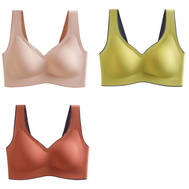 Breathable Shock-proof Women's Seamless Push Up Latex Bra