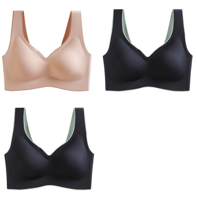 Breathable Shock-proof Women's Seamless Push Up Latex Bra